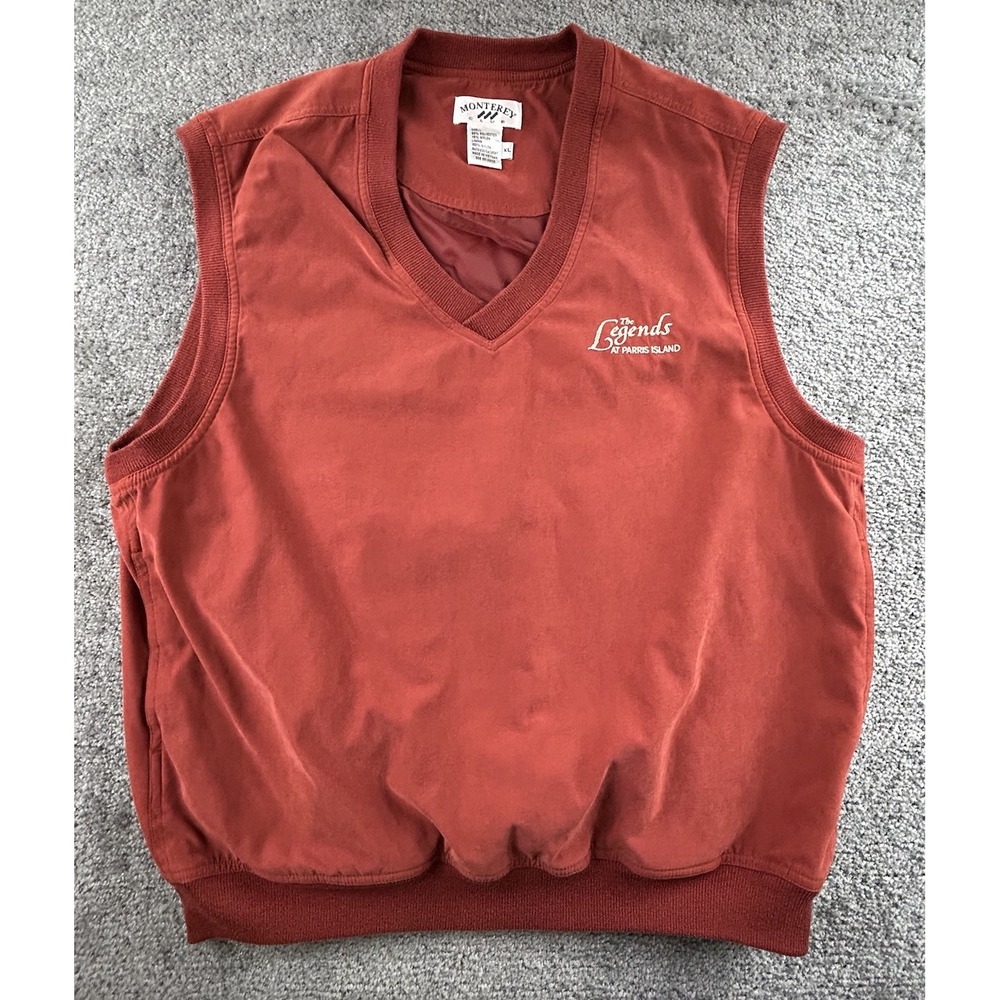 Monterey Club Golf Vest XL Rust Orange The Legends Parris Island V-Neck Vest - Picture 1 of 10